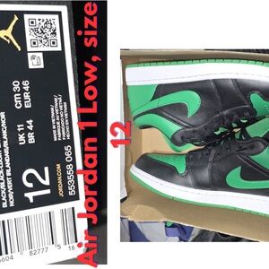 Air Jordan 1 Low Black and Green Sneakers